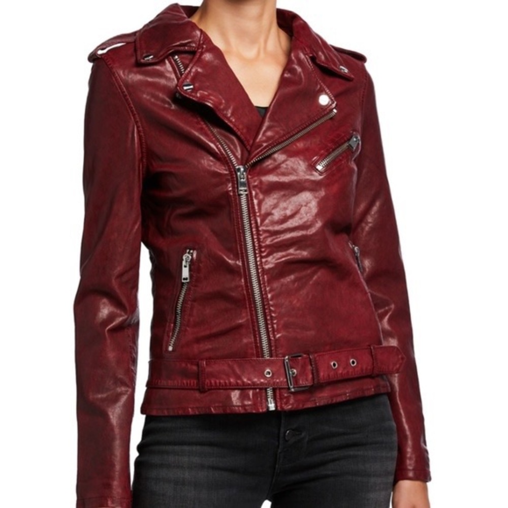 New LAMARQUE Kiyoshi Red Leather Moto Jacket S